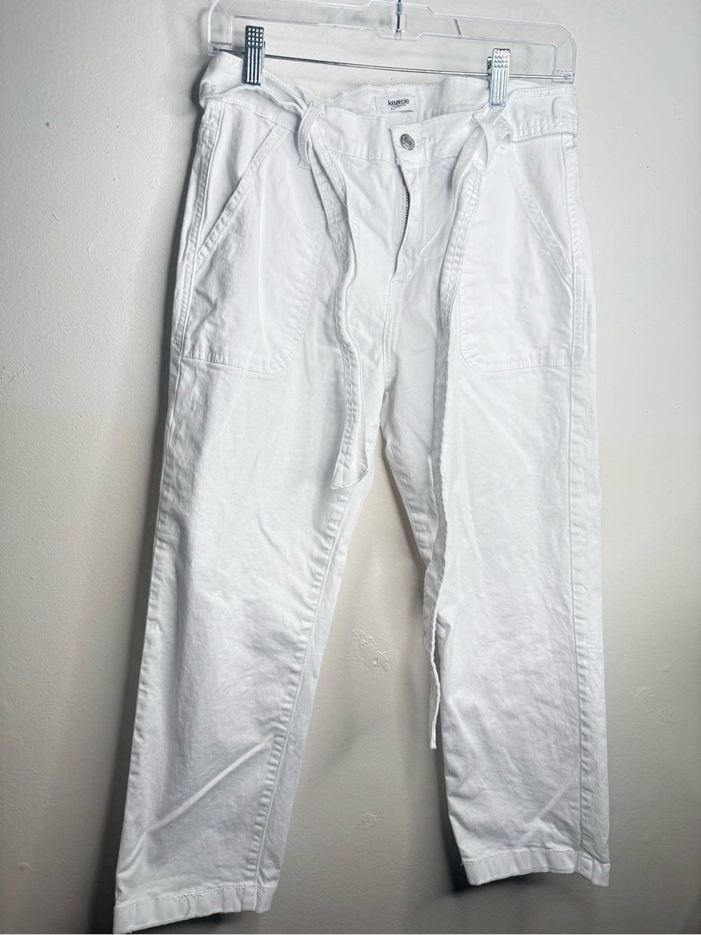 Kensie White High-Rise Tie-Waist Pants